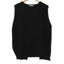 Ladies' Loose Knitted Sleeveless Vest with a Round Neckline Pleated Slit at the Back Side Slits at the Hem Acrylic Knit 2