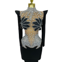 Ladies' Luxury Long Sparkly Dress with Sheer Mesh and Long Sleeves Decorated with Gems and Pearls for Balls and Evening Events 6