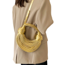 Ladies' Luxury Noodle Bag 25 x 10 x 27 cm Rope Binding Elegant Bag Synthetic Leather and Polyester Stylish Accessory for Everyday Use 4