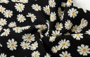 Ladies' Midi Skirt with Floral Print Black with White Flowers Slightly Flared A-Line Cut Cotton and Polyester Length to Mid-Calf 4
