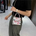 Ladies' Mini Crossbody Bag with Pattern Top Handle and Gold Chain Handheld and Over the Shoulder PU Leather and Polyester 14 x 5 x 12 cm 6