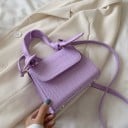 Ladies' mini crossbody handbag with decorative knots on the handle Flap and long strap over the shoulder Crocodile pattern PU leather 17 8