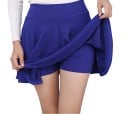 Ladies' Mini Skirt with Under Shorts Flared A-line Cut Wide Smooth Waistband Stretchy and Comfortable Polyester-Spandex Fabric 10