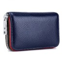 Ladies' mini zip-around wallet in genuine leather Textured surface and striped trim Metal zip with leather pull Dimensions 10.5 x 7 x 2.5 cm 3