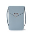 Ladies' mobile phone bag 19.5 x 14 x 1 cm Flap with metal heart decoration Long thin strap Wearable across the shoulder or body 2