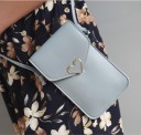 Ladies' mobile phone bag 19.5 x 14 x 1 cm Flap with metal heart decoration Long thin strap Wearable across the shoulder or body 13