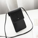 Ladies' mobile phone bag 20 x 11 cm Flap with perforated pattern Transparent window for display Long thin strap to wear over the shoulder 1