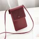Ladies' mobile phone bag 20 x 11 cm Flap with perforated pattern Transparent window for display Long thin strap to wear over the shoulder 5