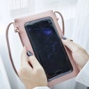 Ladies' mobile phone bag 20 x 11 cm Flap with perforated pattern Transparent window for display Long thin strap to wear over the shoulder 7