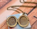 Ladies' Necklace with an Opening Locket for Photographs Oval Pendant with Floral Ornament Antique Bronze Appearance Chain 50 cm 4