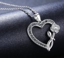 Ladies' Necklace with Heart and Rose 5