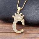 Ladies' Necklace with Letter and Crown 3