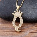 Ladies' Necklace with Letter and Crown 17