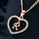 Ladies' Necklace with Letter in Heart 18
