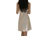 Ladies' Nightdress with Lace and Slit Elegant Plain Nightdress with V-Neck Lightweight Polyester Delicate Nightwear Various Colours 7