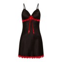 Ladies' Nightdress with Thin Straps and V-Neck with Decorative Bow with Long Ends and Lace Under the Cups and on the Hem 6