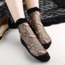 Ladies' Nylon Socks with Flowers 6