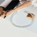 Ladies' Open Bangle with Leaves P128 3