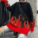 Ladies' Oversized Sweater with Flames 2