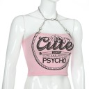 Ladies' Pink Crop Top with Chains 7