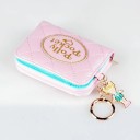 Ladies' Pink Quilted Zip Wallet with Gold Writing Pendant Turquoise Lining Elegant Accessory 5