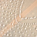 Ladies' Plain Jumpsuit Semi-Transparent Top with Pearls O-Neck Long Trousers Elegant Cut Nylon 5