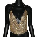 Ladies' Plain Vest Semi-Transparent with Rhinestones V-Neck Thin Straps Lightweight Polyester Top 7