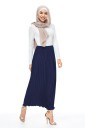 Ladies' Pleated Maxi Skirt with Delicate Vertical Pleats Narrow Straight Cut to Ankles Wide Waist Wavy Lower Hem Polyester Chiffon 10