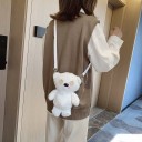 Ladies' Plush Handbag in the Shape of a Teddy Bear with Large Buttons Instead of Eyes Shoulder Strap for Over the Shoulder or Crossbody Fluffy 1