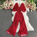 Ladies' Polka Dot Short Sleeve Jumpsuit 3