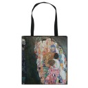 Ladies' polyester bag with full print of art nouveau style painting Black handles of 30 cm length Flat shape 33.5 x 34.5 cm 2