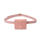 Ladies' PU Leather Belt Bag Small Pouch with Flap and Gold Button Adjustable Belt with Gold Buckle 10 x 2.5 x 9 cm 1