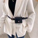 Ladies' PU Leather Belt Bag Small Pouch with Flap and Gold Button Adjustable Belt with Gold Buckle 10 x 2.5 x 9 cm 7