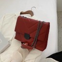 Ladies' PU leather crossbody bag with V-shaped quilting Shoulder bag with chain strap and metal clasp 28 x 19.5 x 8 cm 4