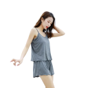 Ladies' Pyjama Set in Modal and Spandex Plain Summer Outfit with Top and Shorts O-Neck Soft Breathable Sleep Material 12