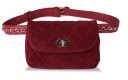 Ladies' quilted belt bag with flap and rotating fastening Belt with interwoven chain Diamond quilted stitching Gold coloured fittings 12 x 6