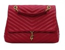 Ladies' quilted shoulder bag with flap Gold chain strap Decorative carabiner PU artificial leather 26 x 20 x 10 cm 3