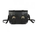 Ladies' retro style crossbody bag with flap and two buckles Adjustable strap PU leather and polyester 19.5 x 13.5 x 6.5 cm 1