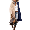 Ladies' Reversible Winter Jacket with Faux Fur Zip Fastening Hood Polyester Nylon Warm Cosy Jacket 2-in-1 Stylish Winter Coat for Cold Weather 4