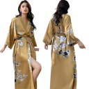 Ladies' Robe Universal Size S with Floral Pattern Tie Around the Waist Lightweight Robe Made of Artificial Silk and Polyester Elegant Comfortable Home Robe 2