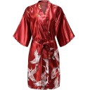 Ladies' Robe with Bird Motif Lightweight Elegant Robe Made of 100% Silk with Tie Waist Soft Draping Material for Home Comfort and Relaxation 9