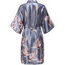 Ladies' Robe with Bird Motif Lightweight Elegant Robe Made of 100% Silk with Tie Waist Soft Draping Material for Home Comfort 2