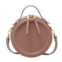 Ladies' Round Crossbody Handbag with Top Handle and Shoulder Strap Zip with Two Sliders PU Leather and Polyester 20 x 20 x 8 cm 3