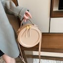 Ladies' Round Crossbody Handbag with Top Handle and Shoulder Strap Zip with Two Sliders PU Leather and Polyester 20 x 20 x 8 cm 11