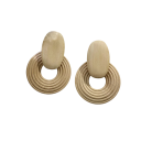 Ladies' Round Drop Earrings with Beaded Wooden Hoop Geometric Design for Everyday Wear and Stylish Accessory 1