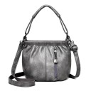 Ladies' Rounded Handbag for Hand or Shoulder Carry Short Handle Adjustable Strap Gathered Top Edge Front Zip Pocket 20 x 18 x 13 cm 4