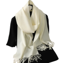 Ladies' Scarf 33x180 cm Plain Soft Scarf with Fringed Ends Lightweight Warm Accessory Made of Polyester Elegant Scarf for Autumn and Winter 43