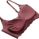 Ladies' Seamless Fitness Bra with Removable Pads Thin Straps Wide Hem with Wavy Edge Nylon Knit For Exercise 11