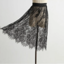 Ladies' Sheer Lace Skirt with Floral Pattern Delicate Fringed Hem Elastic Waist Loose Gathered Fit Lightweight Polyester 3