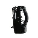 Ladies' Shiny Mini Skirt Made of Faux Leather Fitted Cut Full-Length Zip at the Front Three Straps with Metal Buckles Black 3